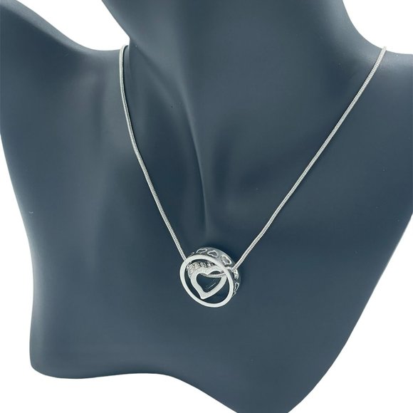 Swarovski Crystal Elements Infinity Heart with Ring Necklace Silver Tone - Picture 6 of 8